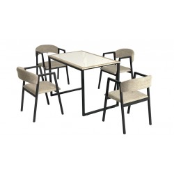 Stalas + 4 kėdės OLS2-BP (White Marble/#160-01 Sonoma/378-08 Rusvas)